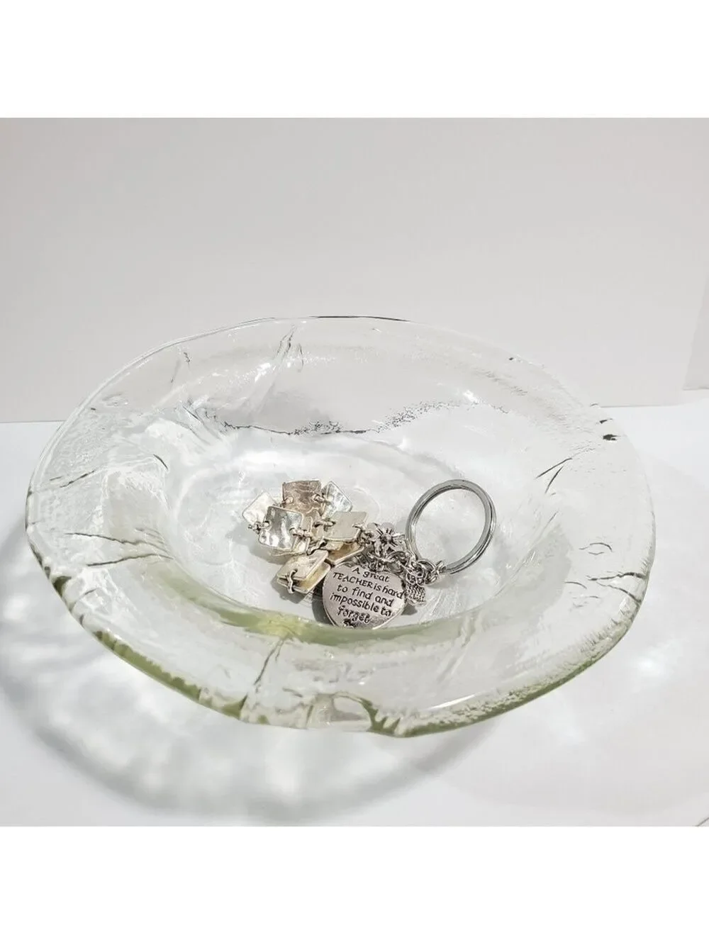 Pier1 Imports Handblown Glassware floral embossed cabbage leaf bowl